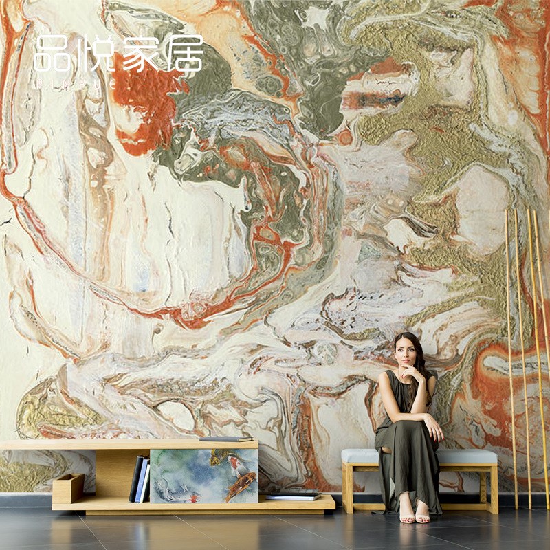 北欧创意抽象涂鸦旧墙面墙v纸客厅电视背景墙壁纸无缝卧室墙布壁