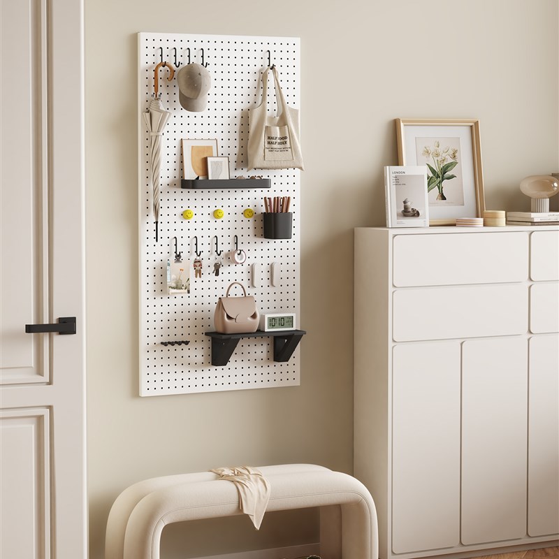 洞洞板墙上置f物架入户玄关装饰挂板定制柜内不锈钢书桌磁吸收纳