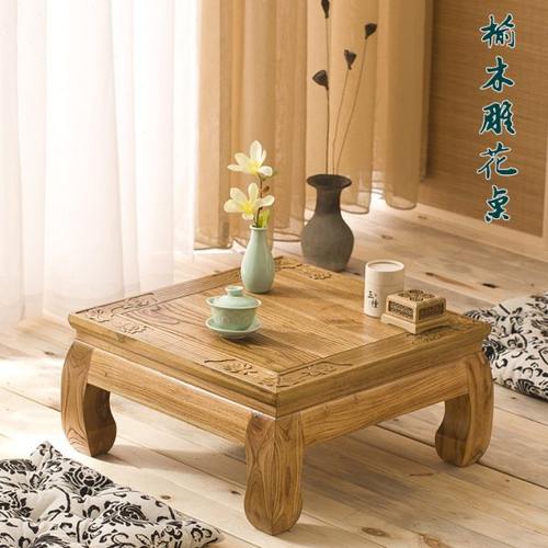 日式榻榻米茶几飘窗桌榆木禅意矮桌实木炕几阳台卧室茶道桌方形桌