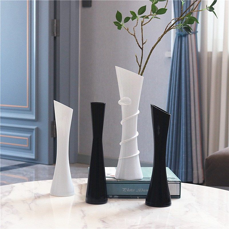 现代中式黑色白色玻璃花瓶小口插花餐桌酒店摆件单只Z小花瓶创意,鲜花速递/花卉仿真/绿植园艺,花瓶,淘宝优惠券,粉丝福利购,淘宝优惠卷