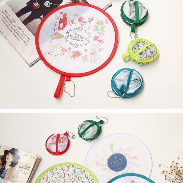 卡通手柄折叠小扇子夏季儿童学生随身圆扇旅行便携式迷你团扇礼品