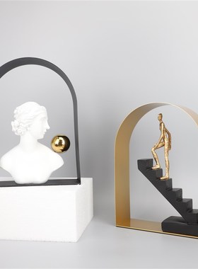 艺术创意b轻奢黑金色拱门树脂维纳斯样板房展厅家居玄关桌面摆件