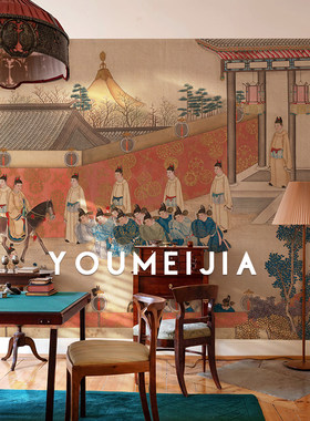 新古典墙布红楼梦电视背景墙纸中式国画餐厅沙发壁纸无缝定制壁画