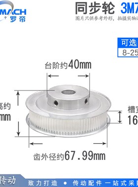 同步轮3M72齿 3M72T 槽宽16 BF型 K型 台阶同步皮带轮 内孔6-25mm