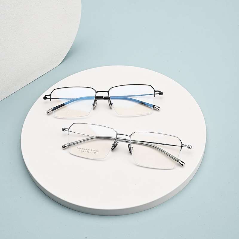 Protable眼镜架羽毛钛时尚潮流镜框眉毛架半框男女网红177525