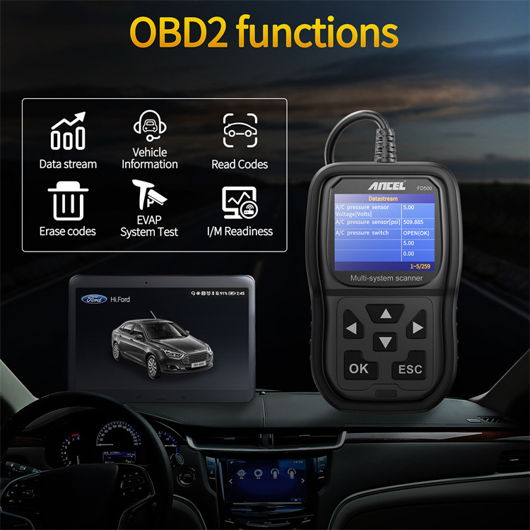 ANCEL FD500 适用于福特全系统诊断工具 保养 复位仪器 OBDII检测
