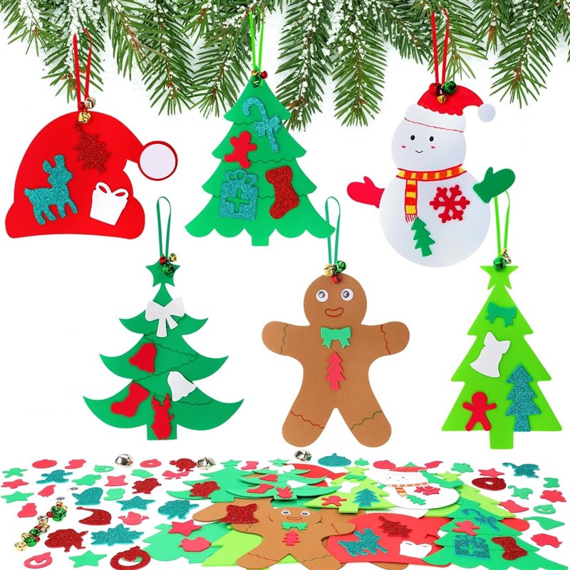 圣诞装饰毛毡贴片挂件套装uDIY圣诞吊牌工艺儿童派对用品卡通大号