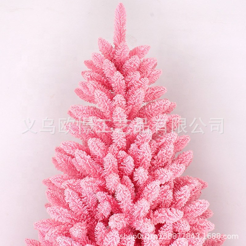 圣诞节网红粉色圣诞树1.2s/1.8m/2.1米粉色植绒雪松树酒店橱窗装