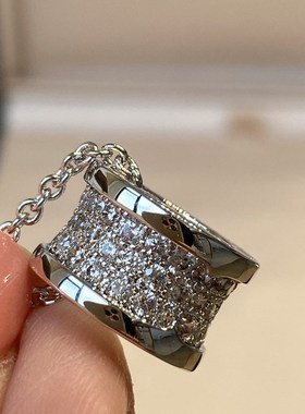 精工小蛮腰项链女满钻小蛮腰镀18K玫瑰金圆K环吊ins坠饰品代发