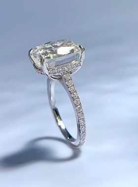 珠宝2023新款925银高碳钻戒指D10*12白G色豪华欧美风直播爆款