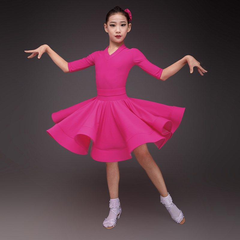 拉丁舞服练功服儿童女专业检定考试秋冬幼儿比赛高T档表演服舞蹈