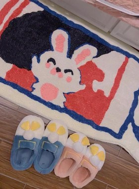 卡通inas网红糖果仿羊绒地垫 可爱少女系卧室床边地毯飘窗异形脚