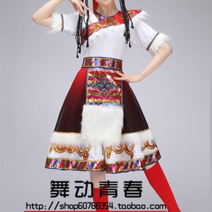 表演服成人短裙水袖 女短袖 少数民族服装 藏族舞蹈演出服2k020新款