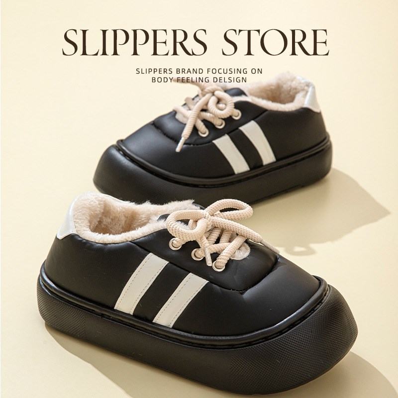 厚底包跟棉拖鞋女冬季2024新款PDU防水外穿防滑居家用毛绒保暖棉