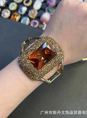 土耳其苏丹d石变色石捷克钻手镯 原石镶嵌光感手环 跨境货源