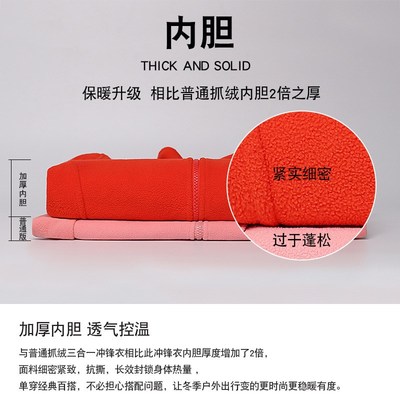 冲锋衣女2024新款春秋冬三合一可拆卸户J外可印LOGO防风衣外套男