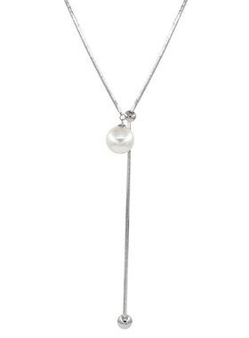 蛇链可抽拉仿珍j珠水滴长款项链女轻奢小众设计感锁骨链颈链潮