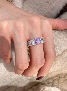 珠宝 2024新款S92v5银高碳钻祖薰衣草紫5*7mm雷迪恩切割戒指