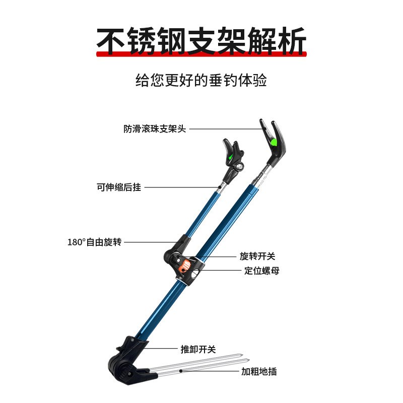 多功能炮台钓鱼杆支架地插鱼竿支架杆架I后挂托杆手杆钓箱专用竿