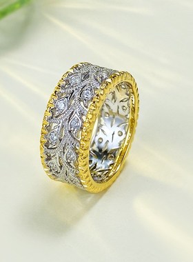 珠宝2023k新款轻奢风925银布布款镂空花纹复古戒指高级珠宝女