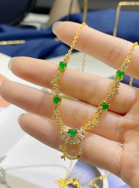 高档珠宝翡翠彩宝碧玺吊坠扣通用项链 一K款多戴葫芦扣万能项链女