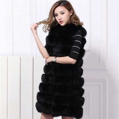 新款仿皮草大衣女2024皮草马甲银狐狸毛加U长大码冬季女装