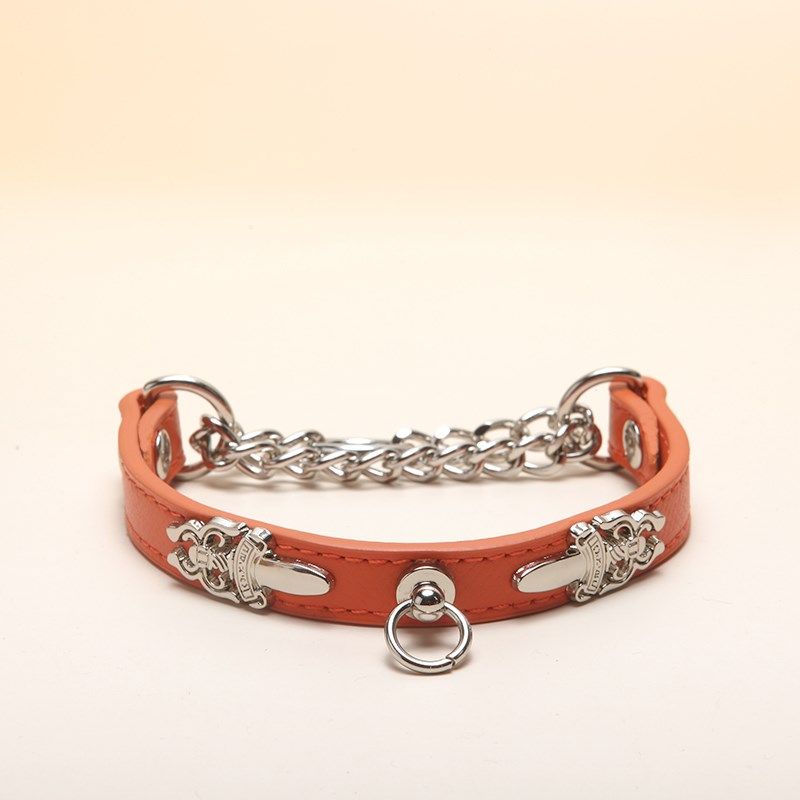 p链项圈双面同色真皮幸运之剑新款原创设计轻量狗链头套脖套牵引
