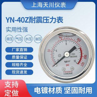 上海天川YN 40Z轴向耐震压力表水压表防震压