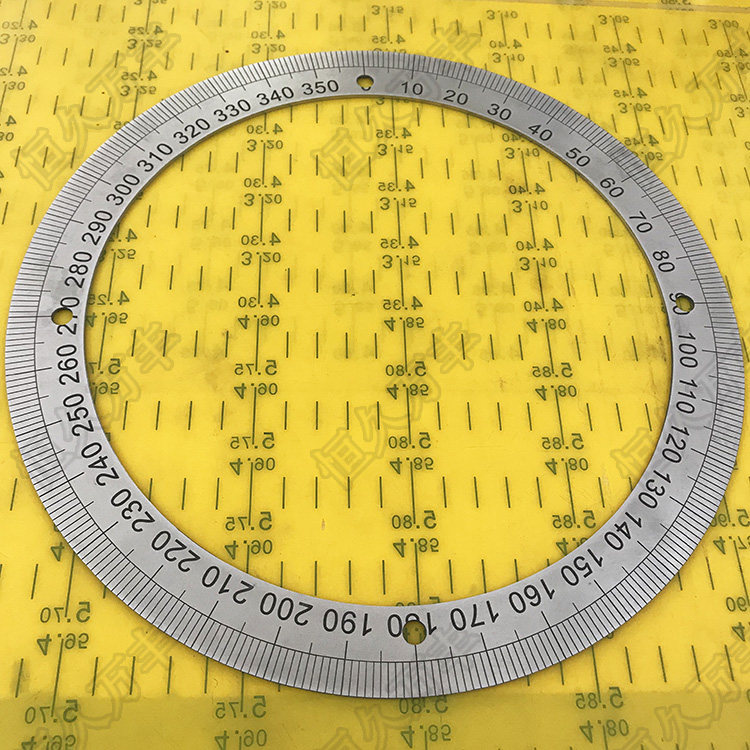刻度盘360度圆盘机械配件角度测量尺定位孔250x200X2直销恒久万丰