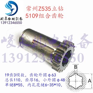 常州立式 拨叉齿轮Z19 钻床配件 花键齿轮5109 Z535 大河