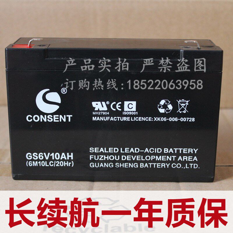 GS6V10AH (6M10LC/20HR) 光盛CONSENT蓄电池 电子称电池 地磅电瓶