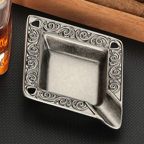 雪茄烟灰缸创意菱形耐磨防摔高端雪茄缸烟槽复古金属欧式专用烟缸