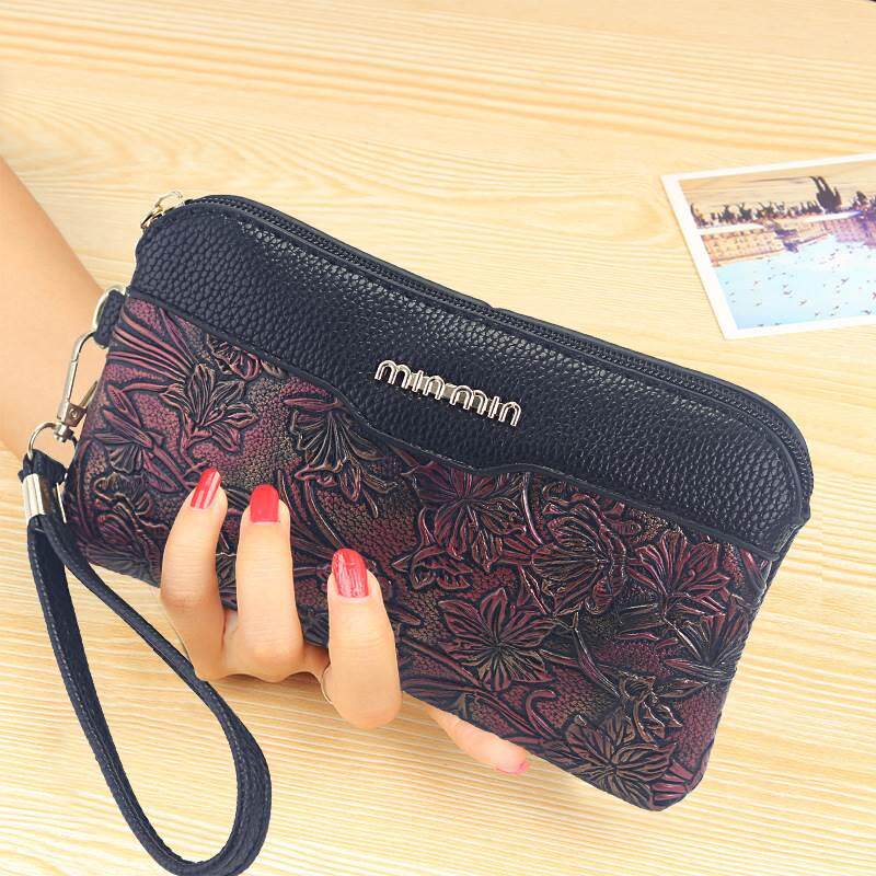 2021新款韩版时尚印花手拿包夏季拉链小包大屏手机包女士零钱手包