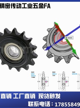12A惰轮链轮 两边凸台涨紧轮带轴承DRC60-11齿13齿14齿 6分链条