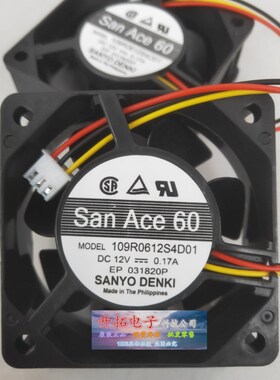 原装San Ace 60 109R0612S4D01 12V 0.17A 6厘米 投影仪 散热风扇