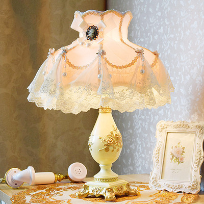 台灯卧室床头灯 欧式田园温馨遥控LD创意复古乔迁结婚嫁妆送新人