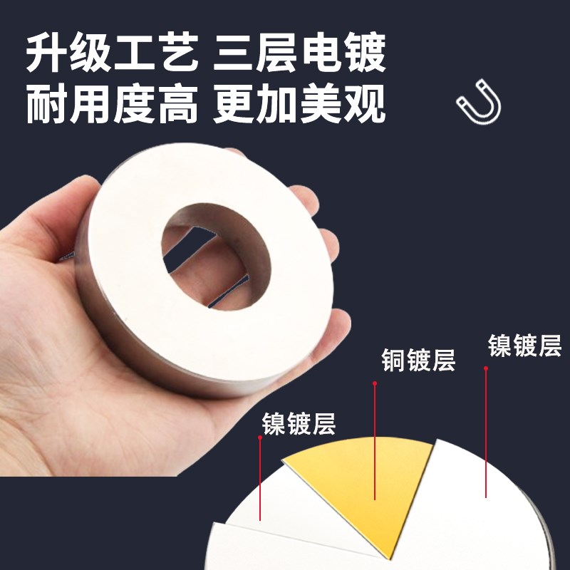 100x20-45mm强力磁铁圆环形带孔强磁超强吸铁石高强度钕磁悬浮圆