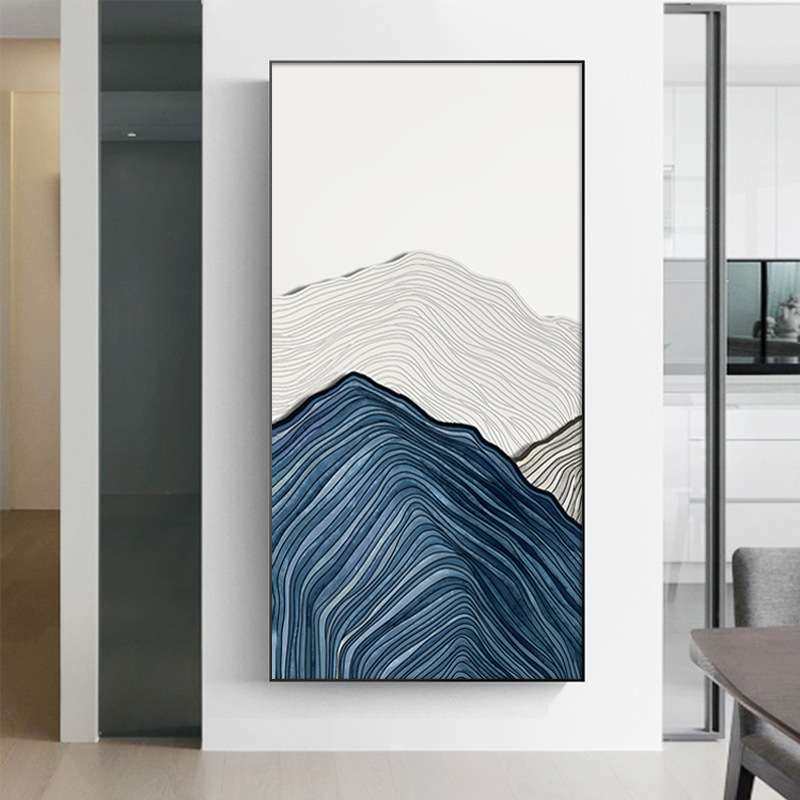 靓蓝山脉 玄关装饰画现代简约客厅落地画走廊壁画抽象山水挂画