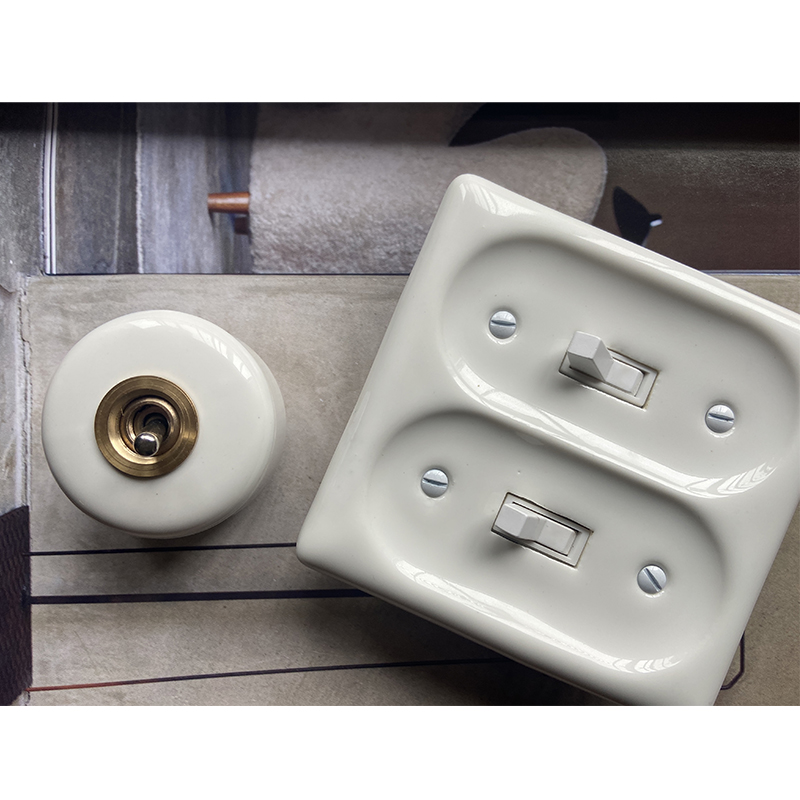 MOLLY CHAN特定复古民宿门厅单开双开拨陶瓷面板开关撑杆家用开关