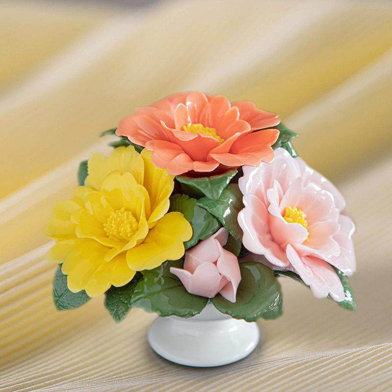 迷你陶瓷手工小花篮非遗纯手工捏花玫瑰少女心礼品小摆件客厅饰品,家居饰品,桌面摆件,淘宝优惠券,粉丝福利购,淘宝优惠卷