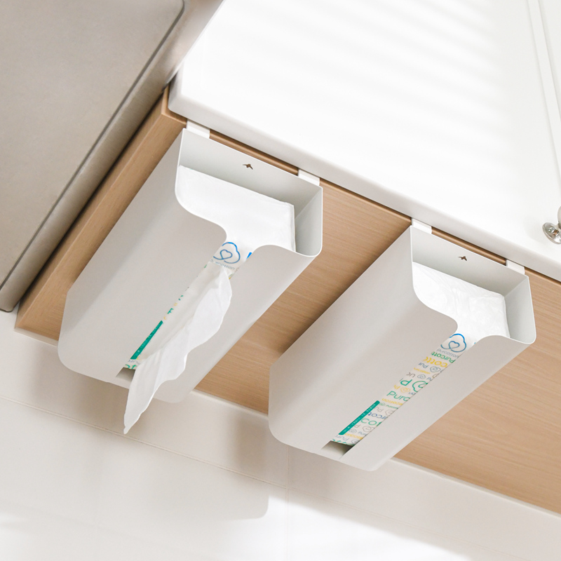 厨房纸巾架免打孔悬挂吊柜下擦手用纸G壁挂式收纳橱柜门抽纸盒倒