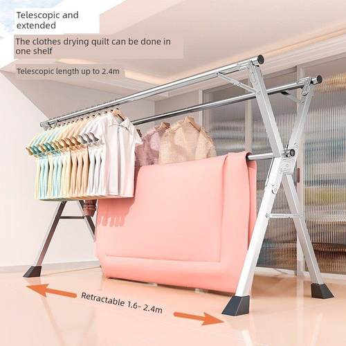 不锈钢x形伸缩可折叠衣架室内大胆的落地式家庭阳台棉被衣架