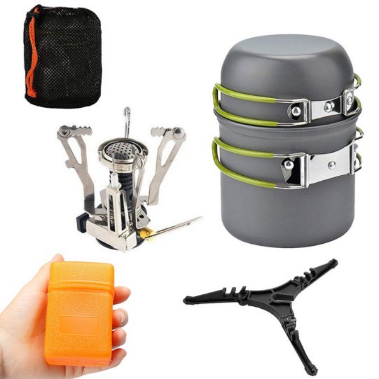 户外锅具露营炊具炉具装备便携式餐具野外煮锅野炊用品套装含支架