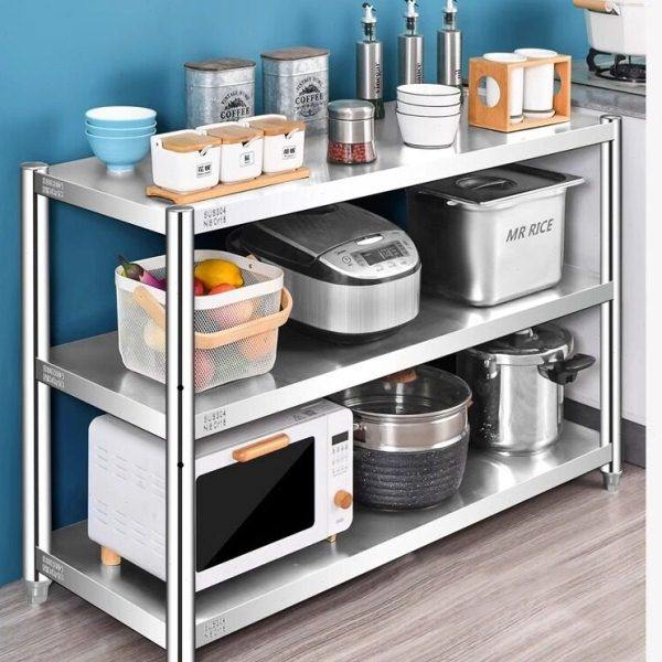 304不锈钢厨房物架落地式带围栏多层家用微波炉烤箱收纳菜架加厚,厨房/烹饪用具,微波炉置物架,淘宝优惠券,粉丝福利购,淘宝优惠卷