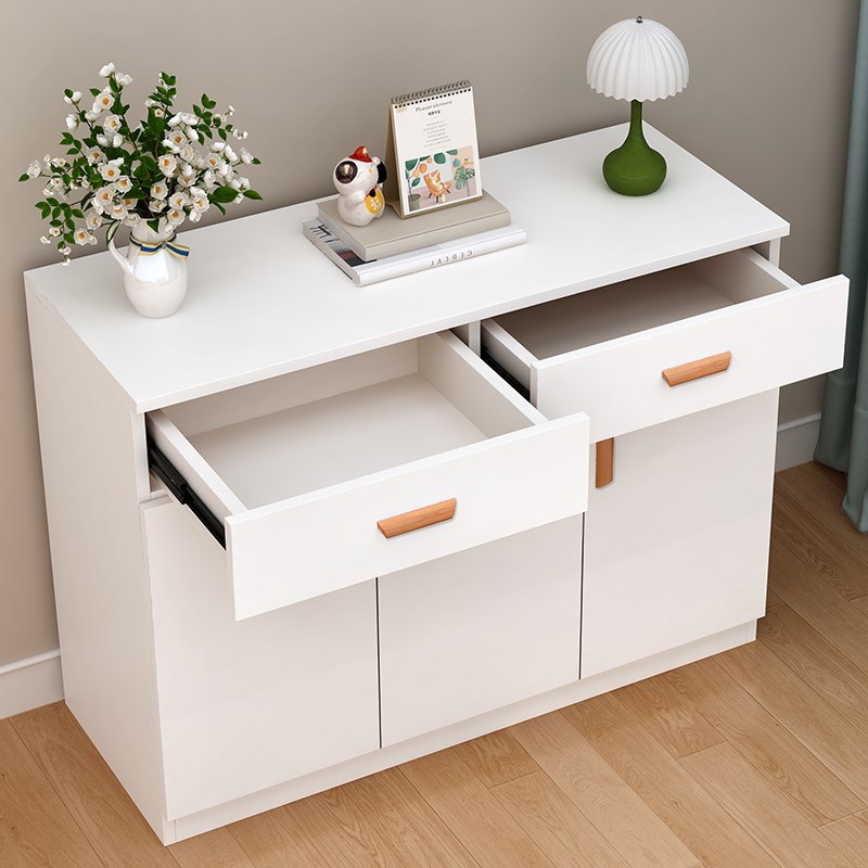 实木带抽屉储物阳台客厅茶水厨房收纳餐边微波炉烤箱带门靠墙柜子