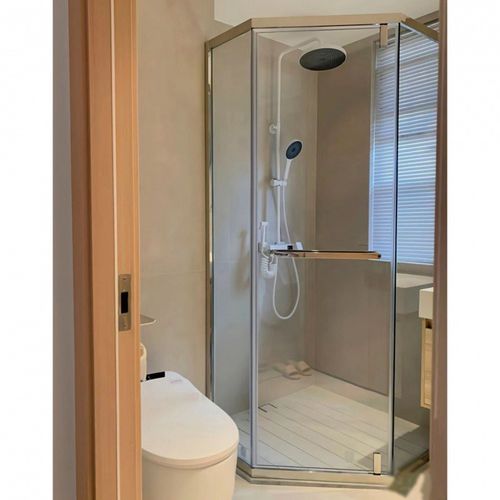 BoS【厂家直销】淋浴房钻石型玻璃卫生间家用隔断不锈钢干湿分离