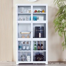 厨房碗柜放碗铝合金置物柜带门多层收纳橱柜农村家用储物收纳柜子