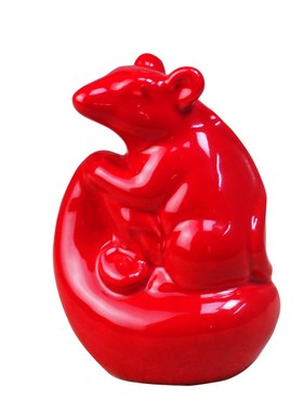 陶瓷十二生肖鼠桌面客厅玄关书房电视柜礼品现代简约装饰摆设摆件