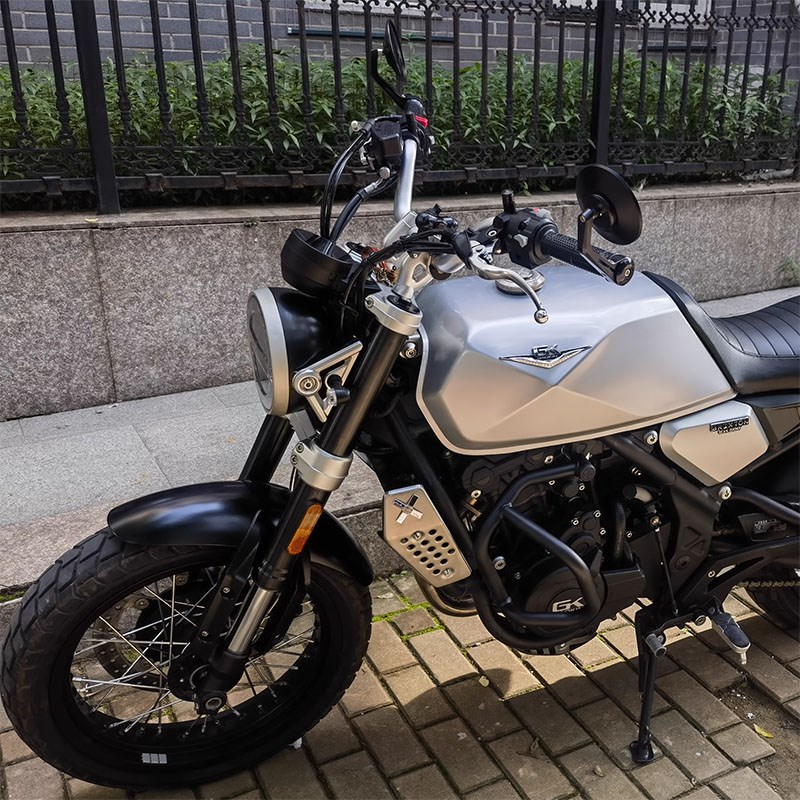 适用高金GK500 GK120v0改装摩托车复古蓝面车把后视镜手把镜倒车