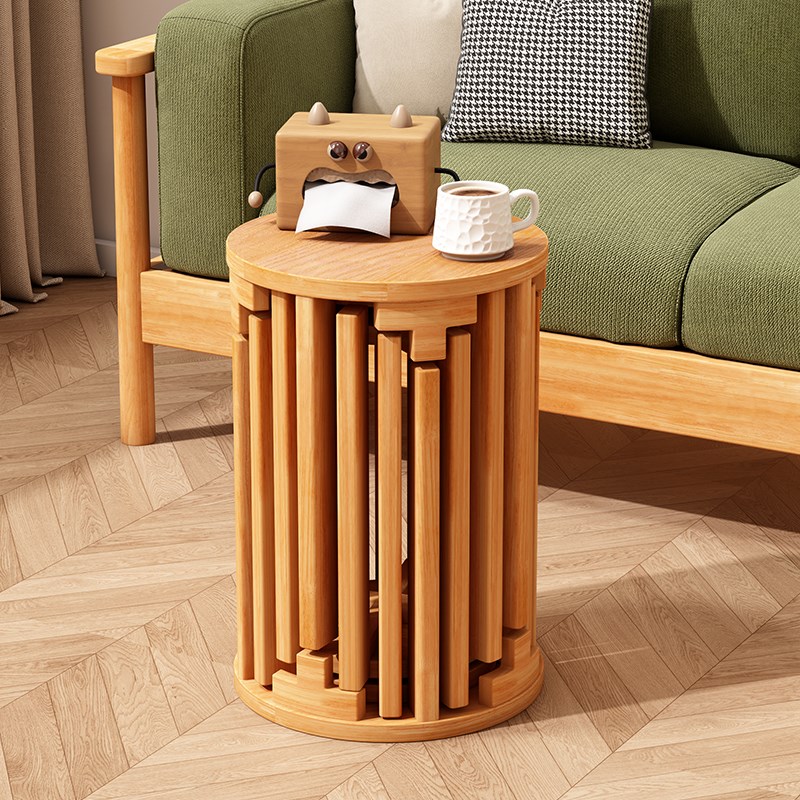 实木叠叠乐圆凳可叠组合放茶几凳家用备用餐桌凳滑轮凳边几矮凳子